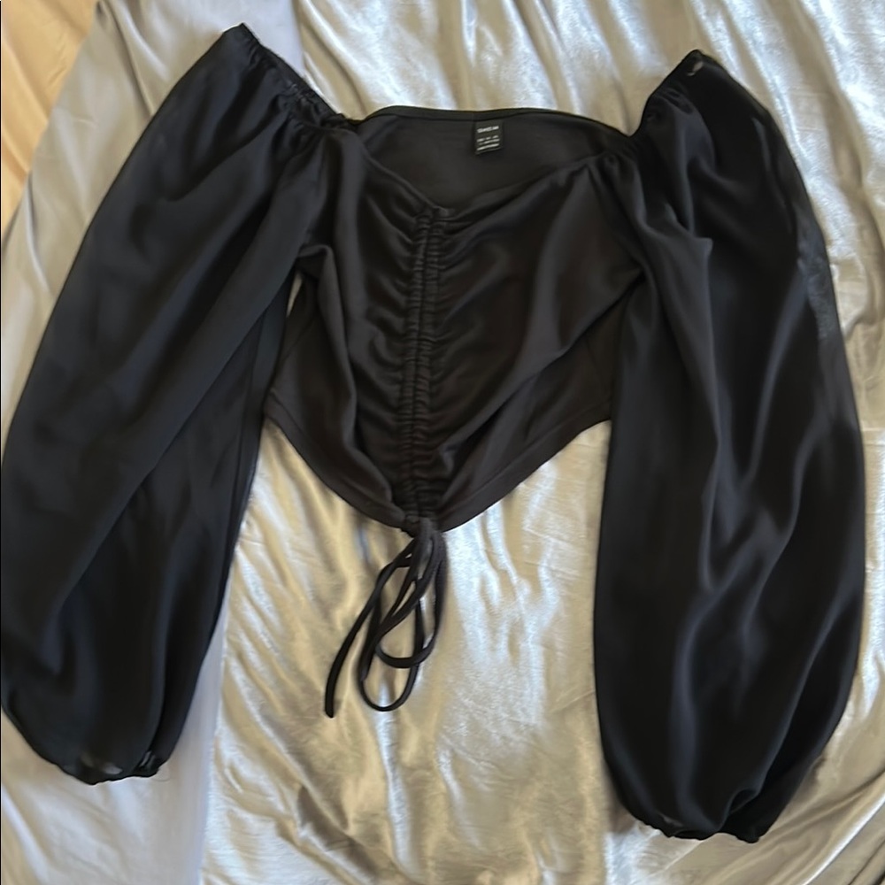 SHEIN Black Off-Shoulder Crop Top